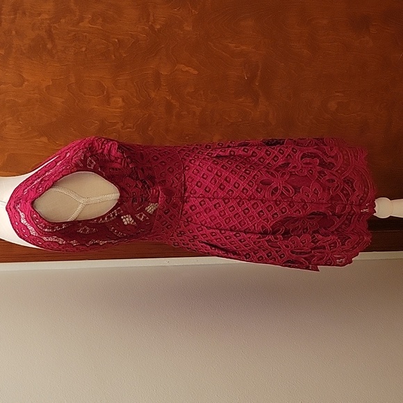 FREE PEOPLE One Million Lace Lover V-neck Dress in Burgandy - size 6 - Picture 6 of 16